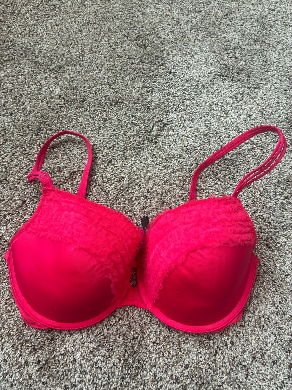 Victoria’s Secret very sexy balconette bra pink lace 36DD lined underwire